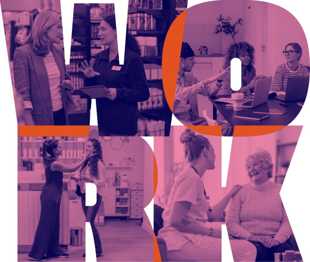 Menschen in verschiedenen Arbeitsumgebungen